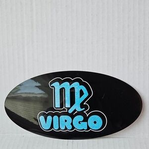 Y2K vintage Socially Hazardous sticker "Virgo" Holographic, blue, and black